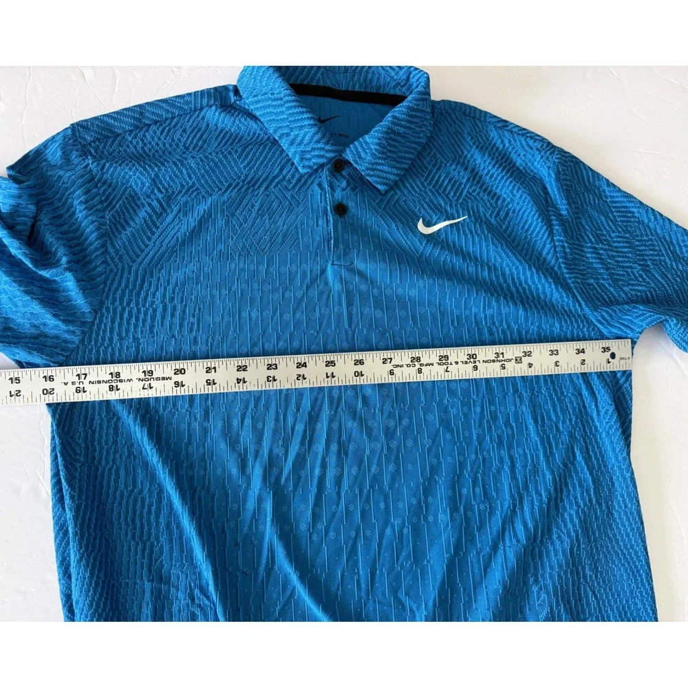 Nike Mens Dri-FIT ADV Tour Golf Polo Blue Geometric Knit FD5732-435 Large